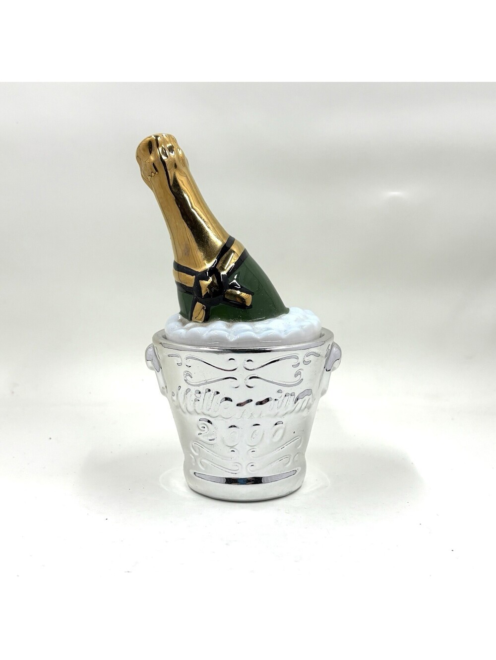 RARE MILLENNIUM 2000 Champagne Ice Bucket Salt & Pepper Shakers By Clay Art